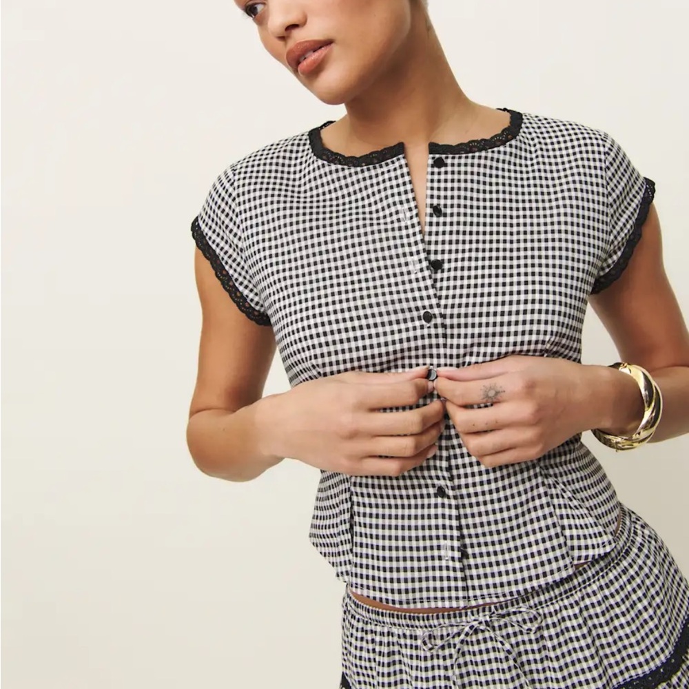 Reformation Valetta Two Piece Remy Check - Picture 4 of 7
